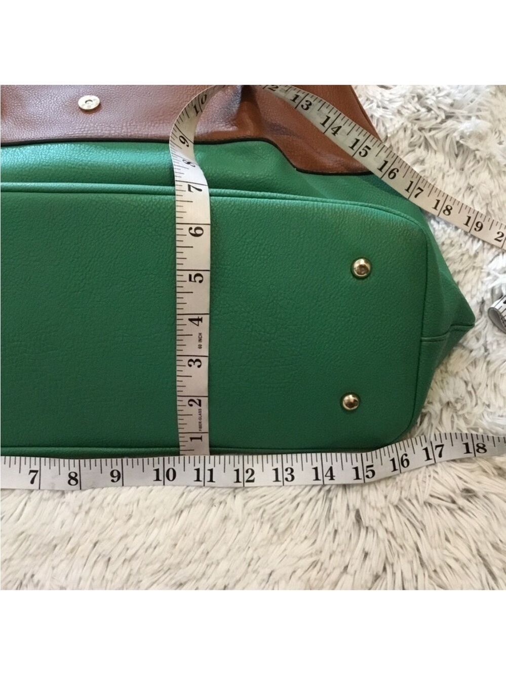Black Rivet Woman’s handbag kelly green and brown with braided handles - Picture 7 of 15